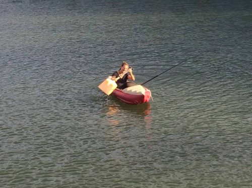 Fishing in the canoe