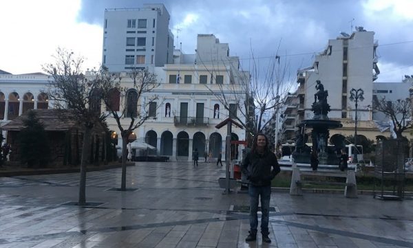Mike at one of the squares in Patras