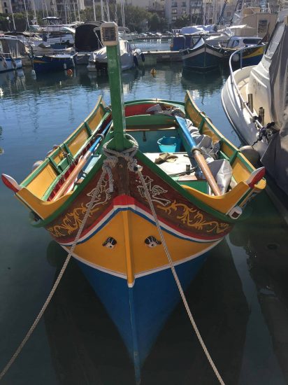A traditional boat with the eyes in the bow
