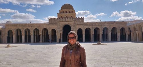 Me at the courtyard of the Great Mosque of Sidi-Uqba