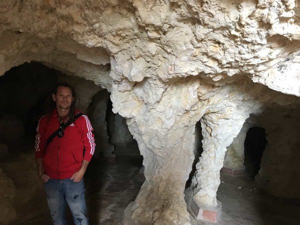 Mike in the grottoes at Castello Incantato