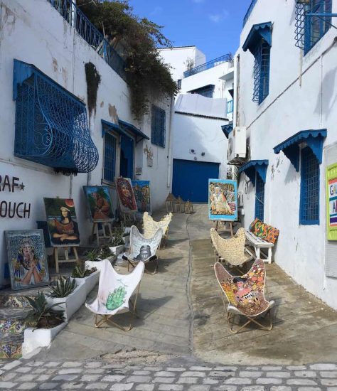 Chairs outside a shop in Sidi Bou Said