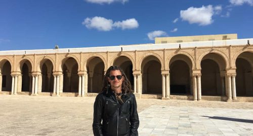 Mike at the courtyard of the Great Mosque of Sidi-Uqba